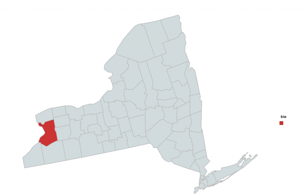 Map of New York Counties Highlighting Erie
