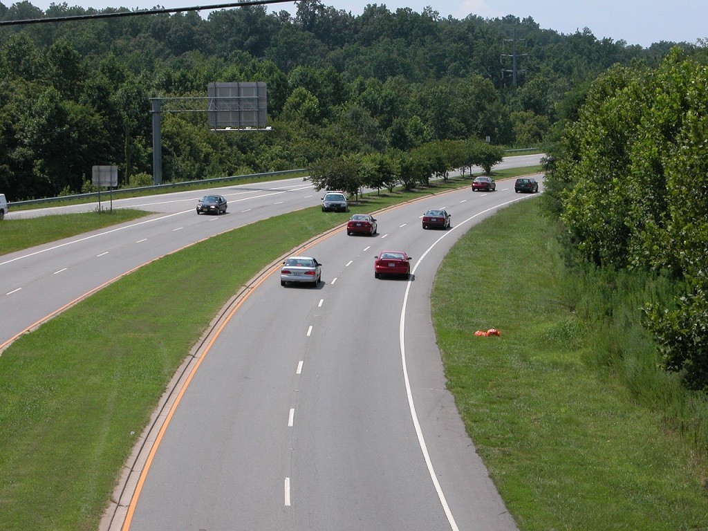 Police cruiser setting speed trap