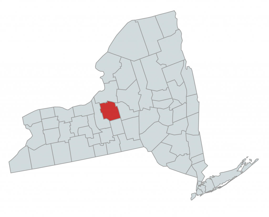 Map of New York Counties Highlighting Onondaga