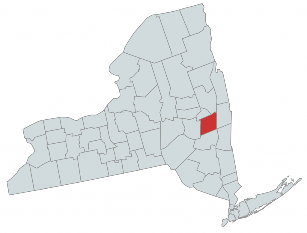 Map of New York Counties Highlighting Albany