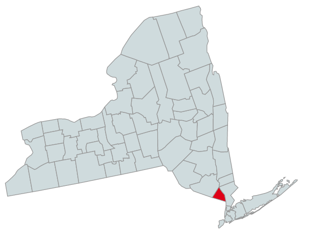 Map of New York Counties Highlighting Rockland