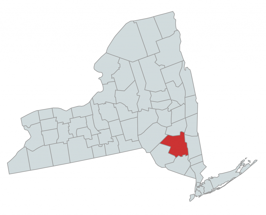 Map of New York Counties Highlighting Ulster