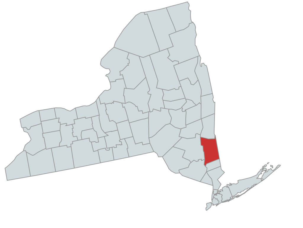 Map of New York Counties Highlighting Dutchess