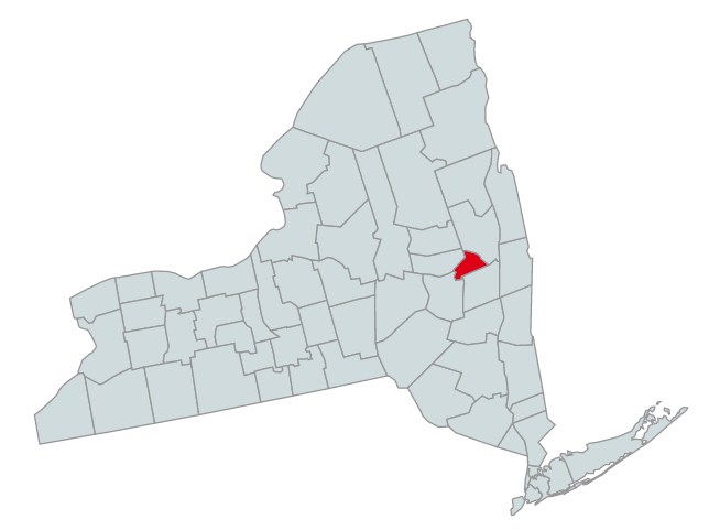 Map of New York Counties Highlighting Schenectady