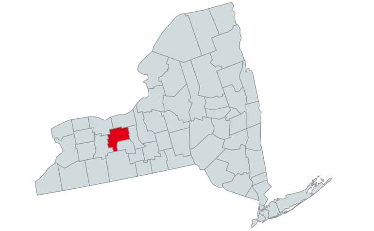 Map of New York Counties Highlighting Ontario
