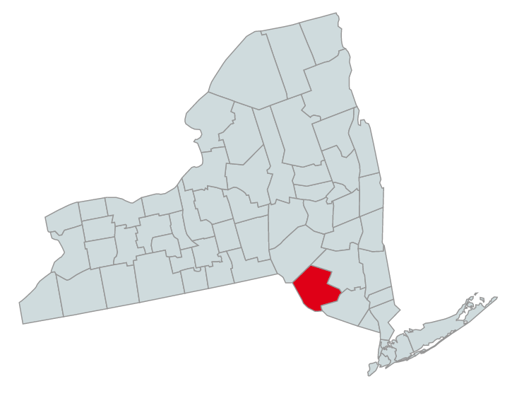 Map of New York Counties Highlighting Sullivan