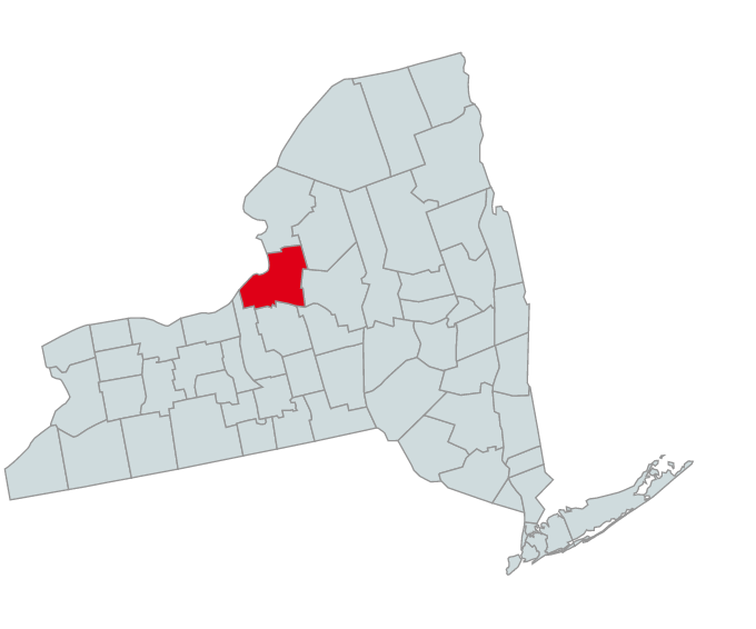 Map of New York Counties Highlighting Oswego