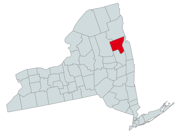 Map of New York Counties Highlighting Warren