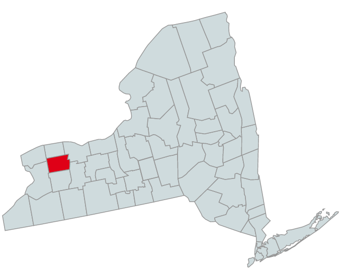 Map of New York Counties Highlighting Genesee