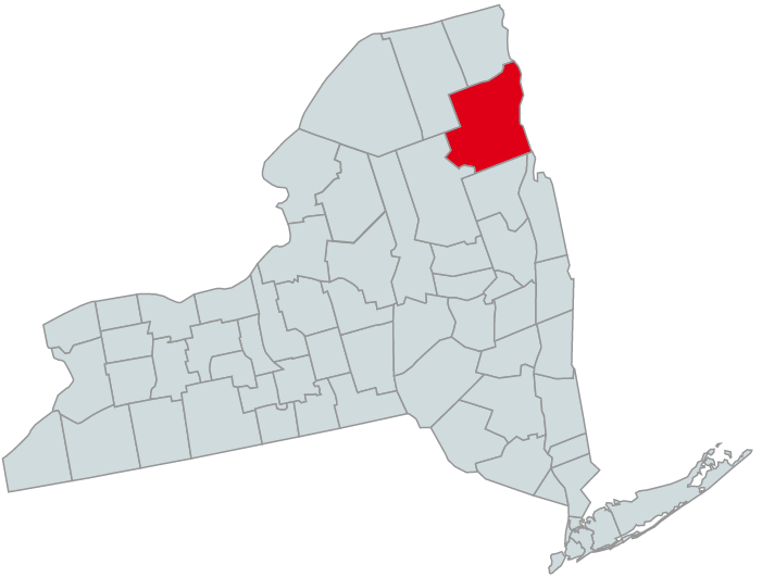 Map of New York Counties Highlighting Suffolk