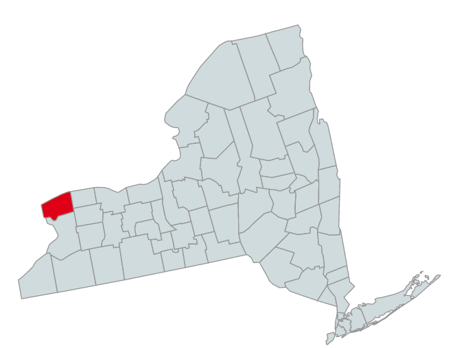 Map of New York Counties Highlighting Niagara