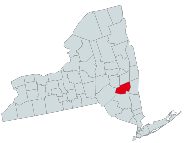 Map of New York Counties Highlighting Greene