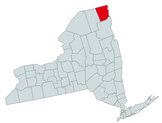 Map of New York Counties Highlighting Clinton