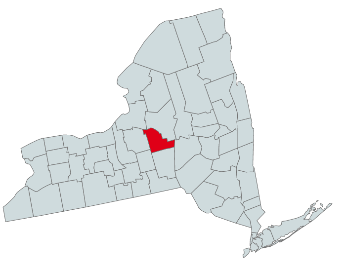 Map of New York Counties Highlighting Madison