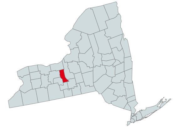 Map of New York Counties Highlighting Senaca