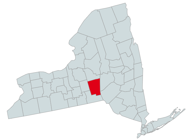 Map of New York Counties Highlighting Chenango