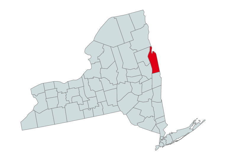 Map of New York Counties Highlighting Washington