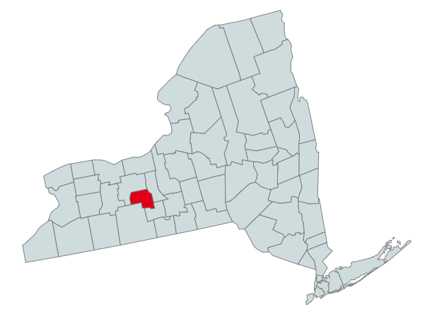 Map of New York Counties Highlighting Yates