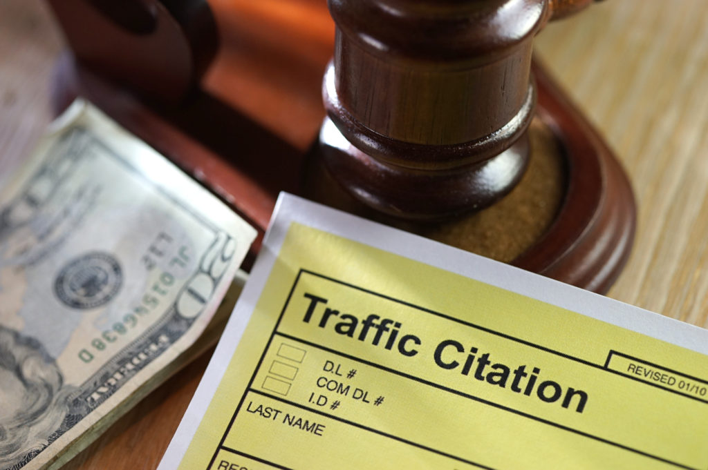 shot of traffic citation